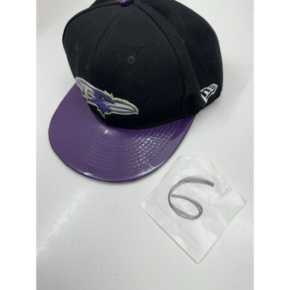 New Era 59Fifty Snapback NFL Vintage Black Baltimore Ravens Purple Leather Brim - Picture 10 of 10